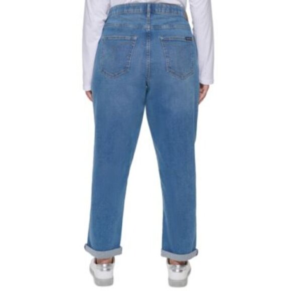 Calvin Klein Jeans Plus Size 16W Mid-Rise Slim-Fit Cuffed Boyfriend Jeans NWT - Picture 3 of 6